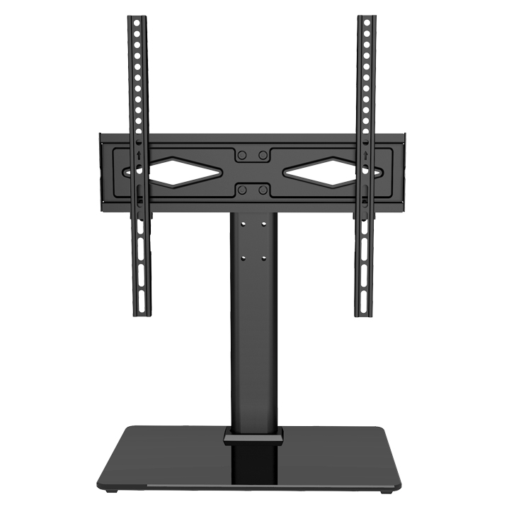 SWIVEL TABLETOP TV STAND WITH GLASS BASE