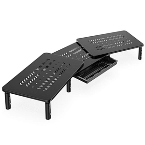 SWIVEL STEEL MONITOR STAND RISER WITH DRAWER