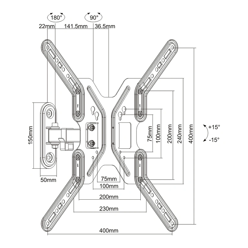 FULL MOTION FLAT&CURVED TV WALL MOUNT