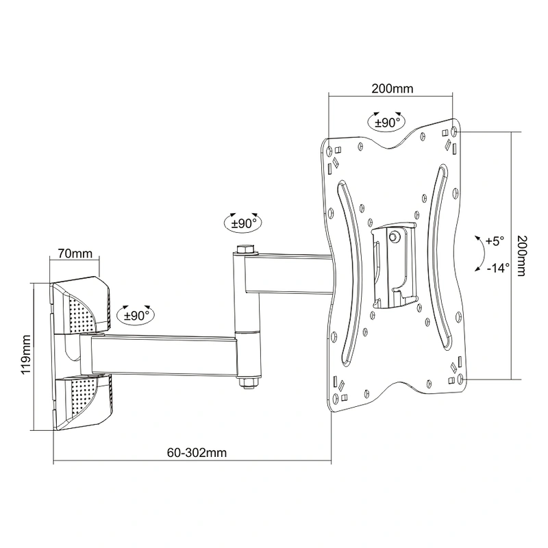 LOW COST FULL MOTION TV/MONITOR WALL MOUNT