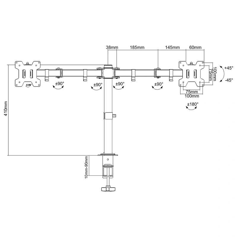 DUAL MONITOR STEEL ARTICULATING MONITOR MOUNT