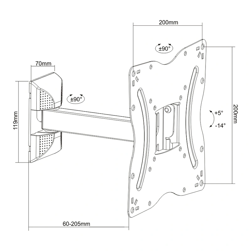 LOW COST FULL MOTION TV/MONITOR WALL MOUNT