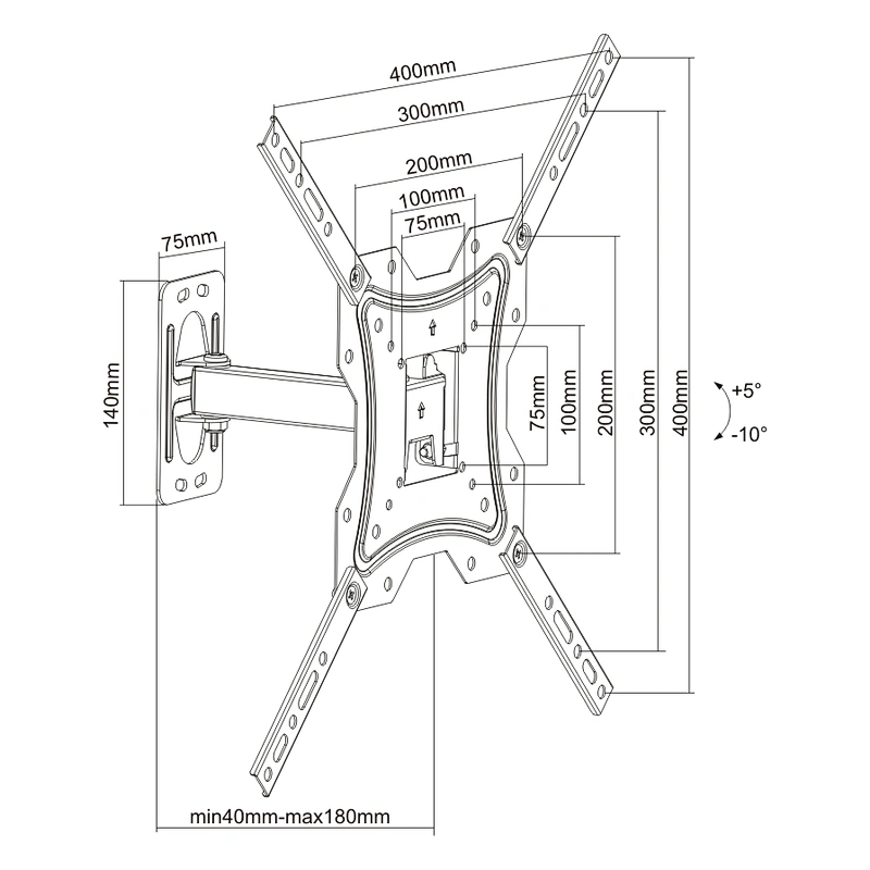 ECONOMIC FULL MOTION TV WALL MOUNT