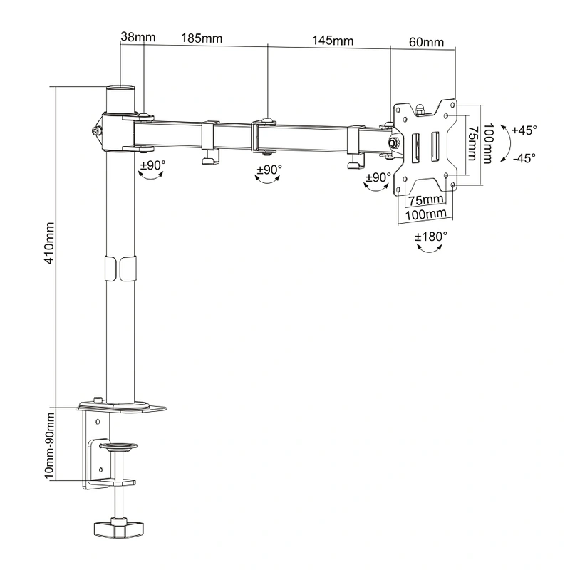 SINGLE MONITOR STEEL ARTICULATING MONITOR MOUNT