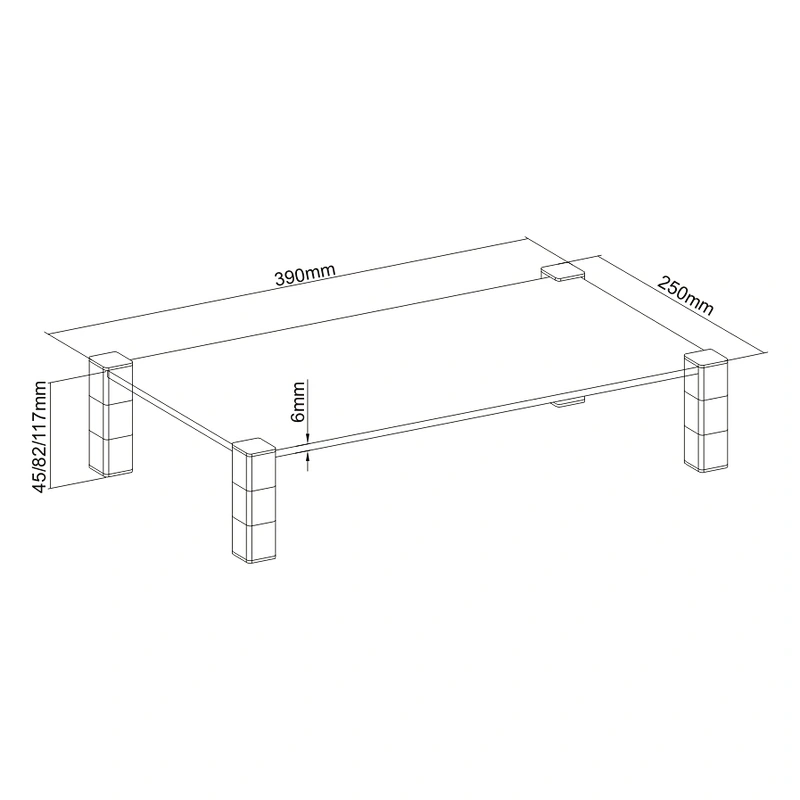 ADJUSTABLE GLASS MONITOR STAND RISER