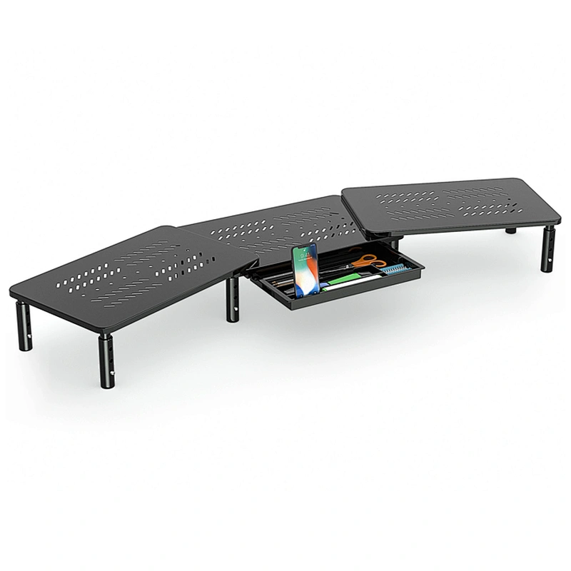 SWIVEL STEEL MONITOR STAND RISER WITH DRAWER