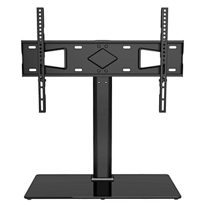 SWIVEL TABLETOP TV STAND WITH GLASS BASE