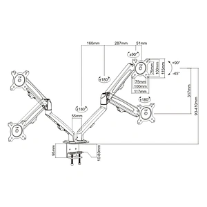 DUAL MONITORS MECHENICAL SPRING MONITOR ARM
