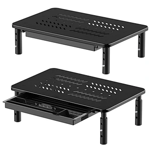 2-PACK STEEL MONITOR STAND RISER WITH DRAWER