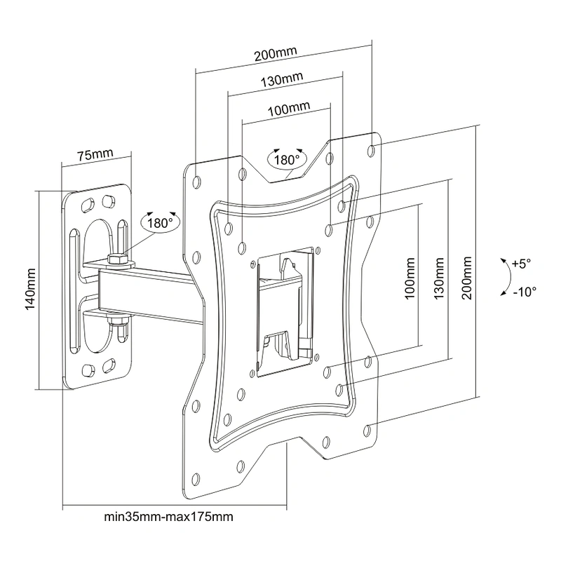 ECONOMIC FULL MOTION TV WALL MOUNT