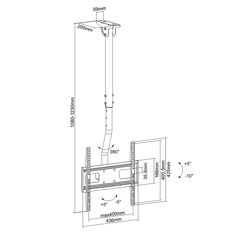 TELESCOPIC CEILING TV MOUNT