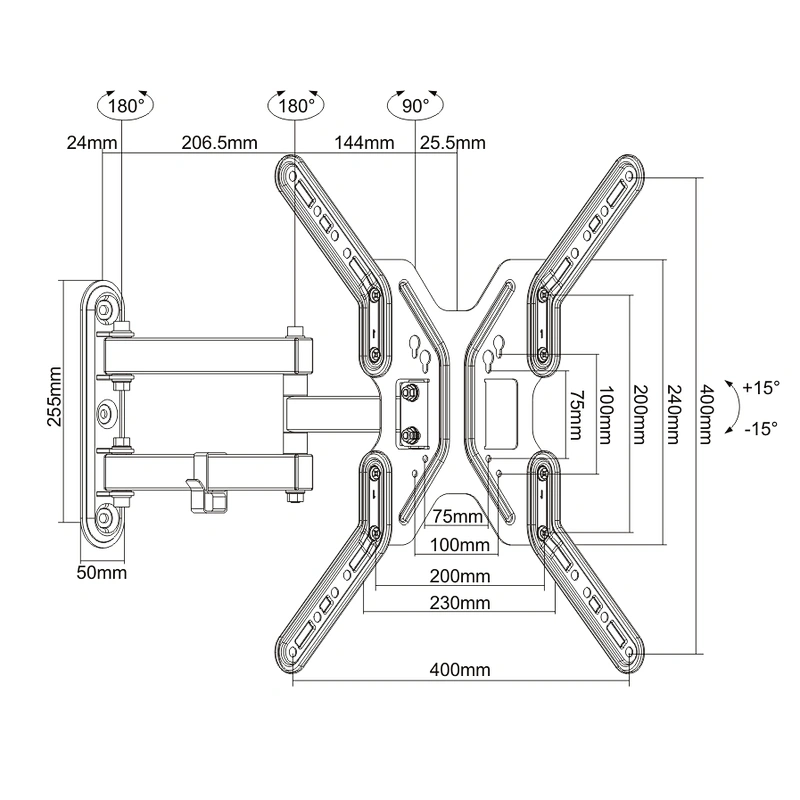 FULL MOTION FLAT&CURVED TV WALL MOUNT