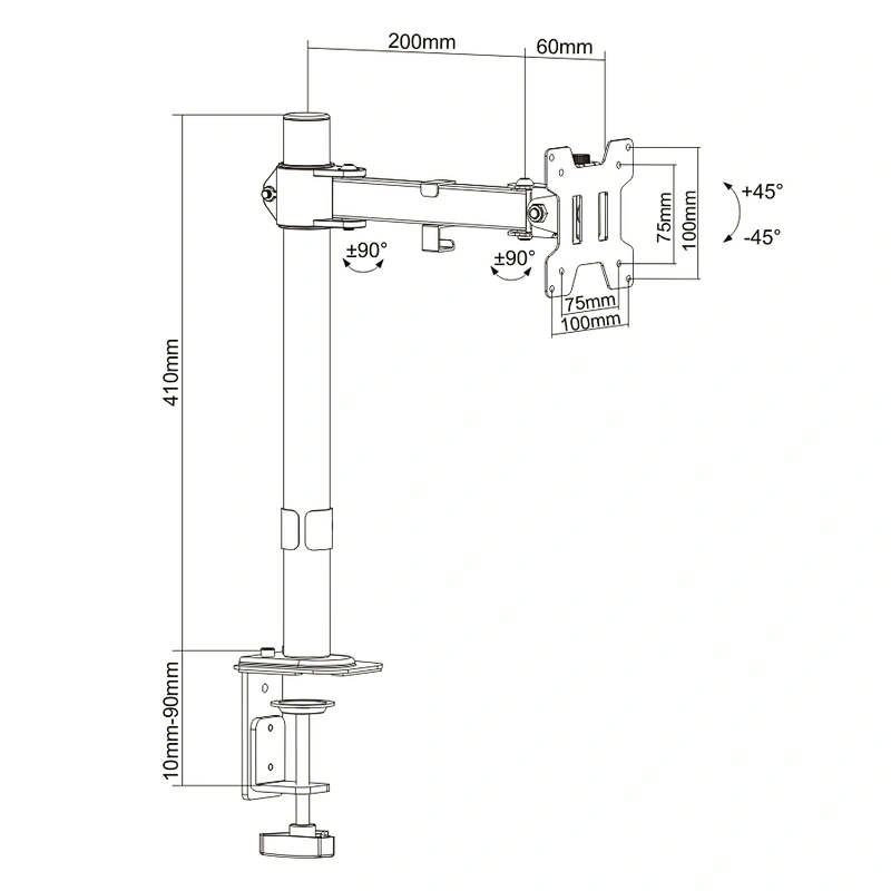 SINGLE MONITOR STEEL ARTICULATING MONITOR ARM