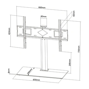 SWIVEL TABLETOP TV STAND WITH GLASS BASE