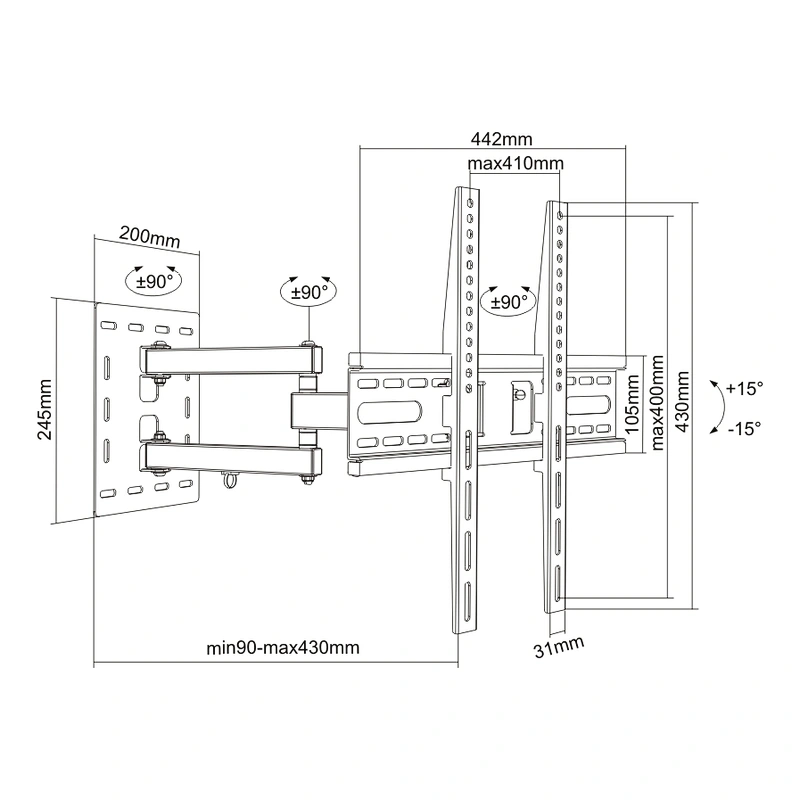 SUPER ECONOMIC ARTICULATING TV WALL MOUNT