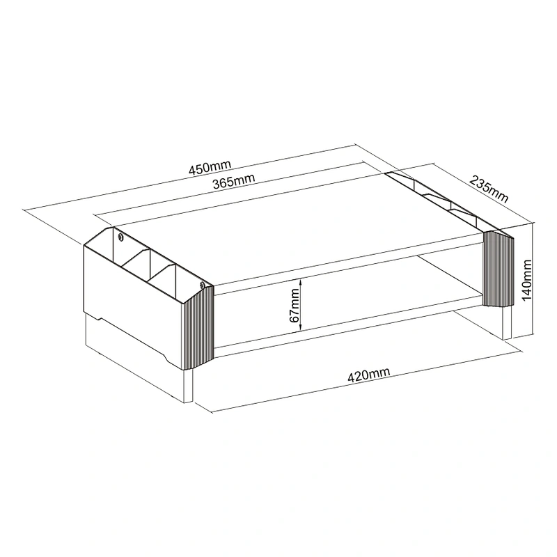 WOODEN MONITOR STAND RISER WITH STORAGE