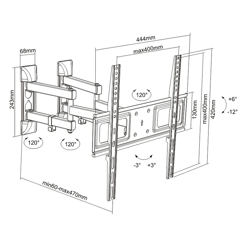 CORNER INSTALLTION ARTICULATING TV MOUNT