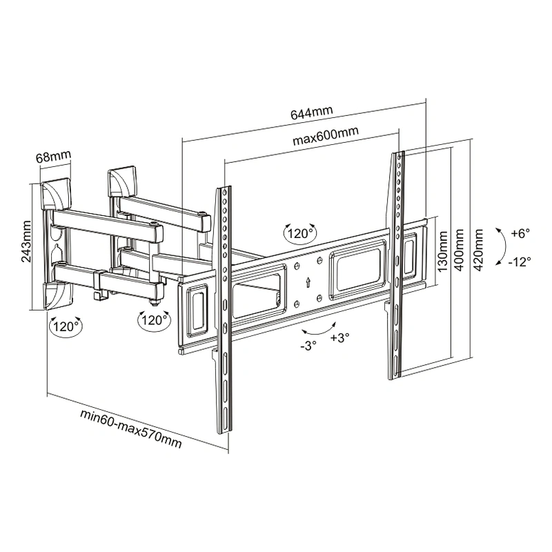 CORNER INSTALLATION FULL MOTION TV MOUNT
