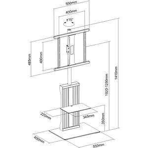 MODERN SLIM TV FLOOR STAND WITH SHELF