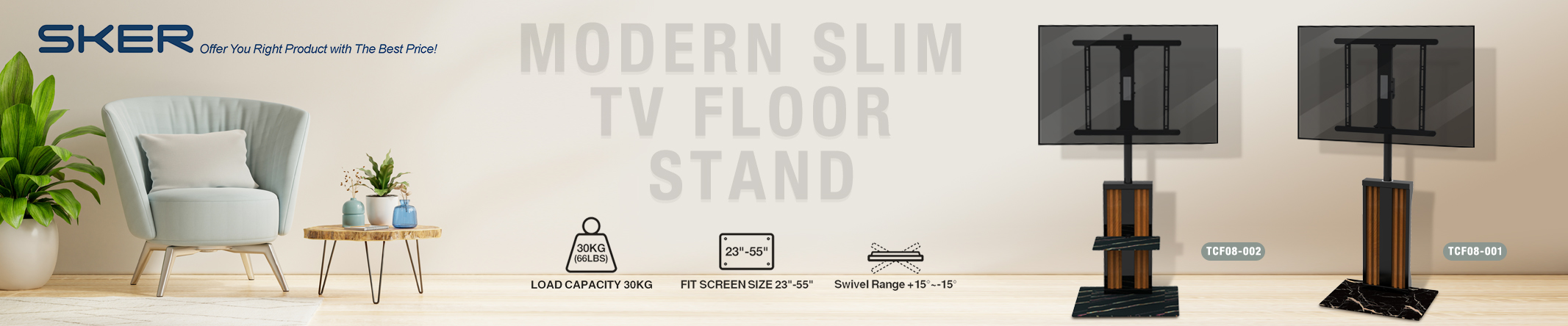MODERN SLIM TV FLOOR STAND