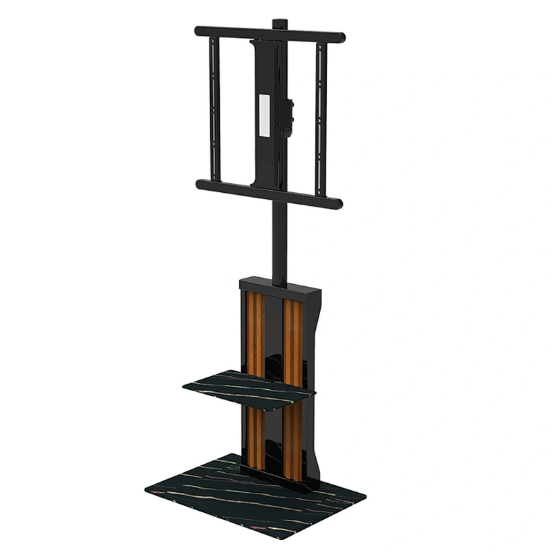 MODERN SLIM TV FLOOR STAND WITH SHELF