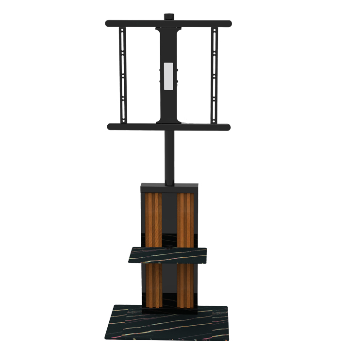 MODERN SLIM TV FLOOR STAND WITH SHELF