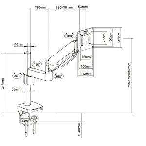 Heavy-Duty Gas Spring Monitor Arm