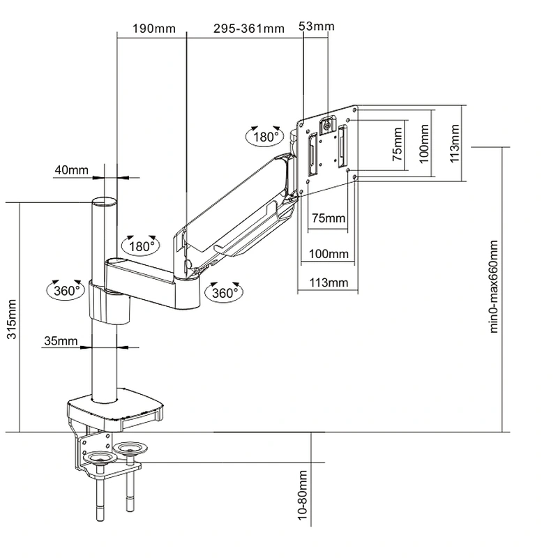 Heavy-Duty Gas Spring Monitor Arm