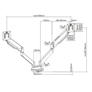 Heavy-Duty Gas Spring Dual Monitor Arm