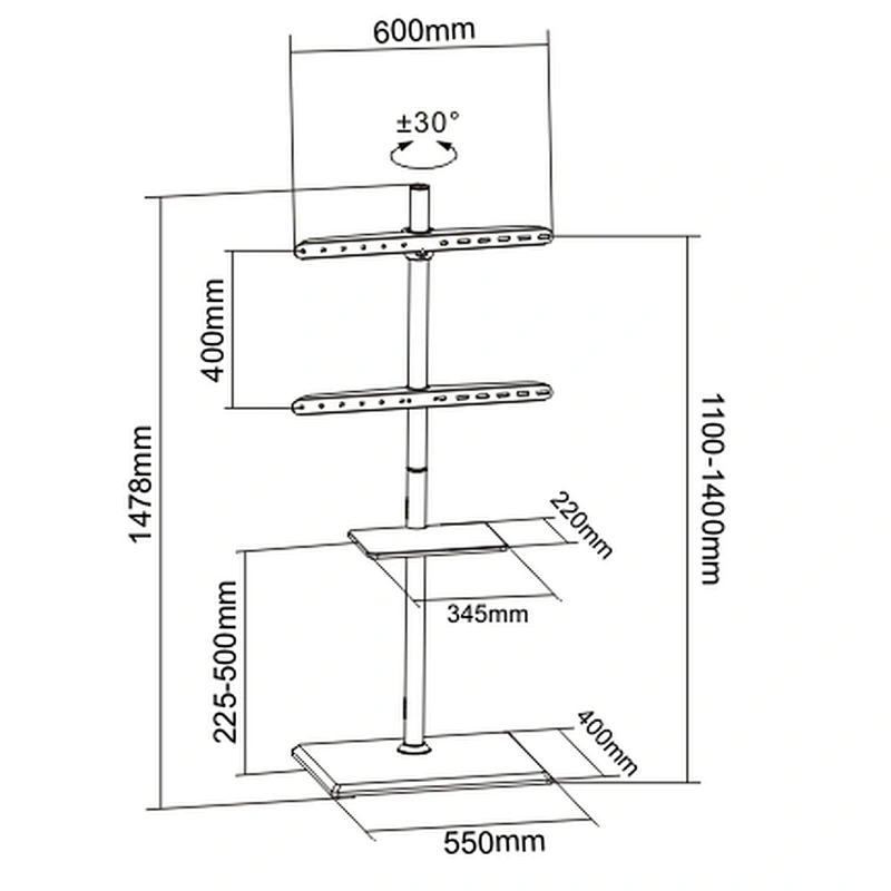 Modern Slim TV Floor Stand