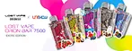 Lost Vape, 7500 Puffs, 18ml E-Liquid Capacity, 650mAh rechargeable battery, 5% Salt Nicotine, USB Type-C, Mesh Coil, Draw Activated, Adjustable Airflow Ring, Flavors, Black Dragon Ice, Blueberry Rose Mint, Cafe Mocha, Peach Colada, Strawberry Raspberry