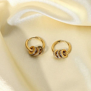 Stainless Steel Crystal Stud Hoop Earrings Factory