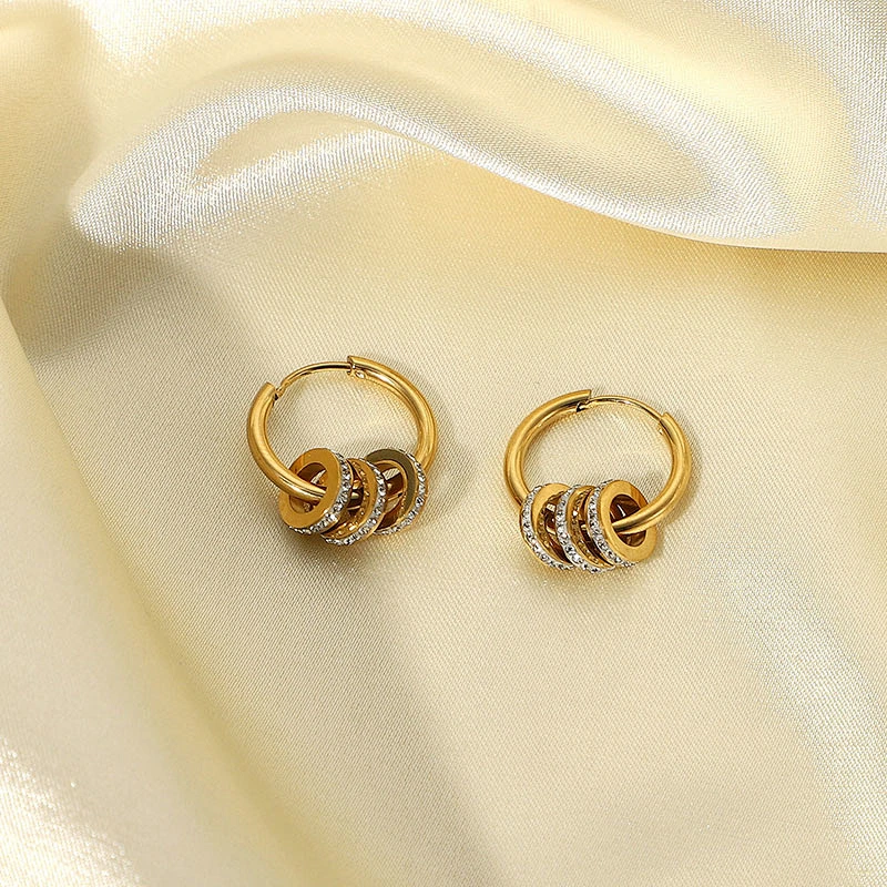 Stainless Steel Crystal Stud Hoop Earrings Factory