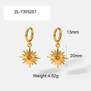Star Drop Stud Earrings Diamond Hoop Earrings