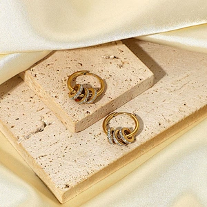 Stainless Steel Crystal Stud Hoop Earrings Factory