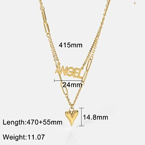 Vanlentine'S Day Layered Heart Stainless Steel Necklace Manufacturer