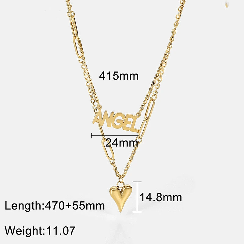 Vanlentine'S Day Layered Heart Stainless Steel Necklace Manufacturer