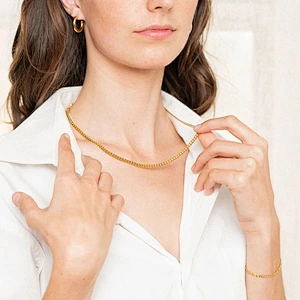 Basic Cuba Chain Layered Stainless Steel Necklace Set