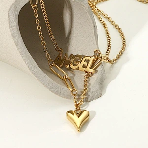 Vanlentine'S Day Layered Heart Stainless Steel Necklace Manufacturer