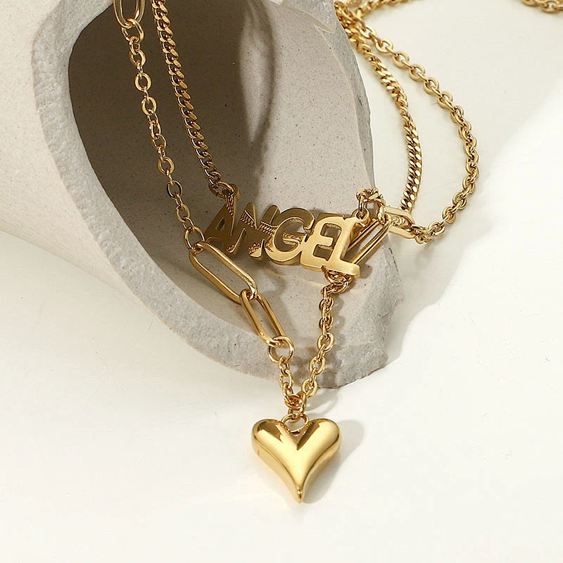 Vanlentine'S Day Layered Heart Stainless Steel Necklace Manufacturer