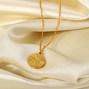 Gold Color Stainless Steel Zircon Pendant Necklace
