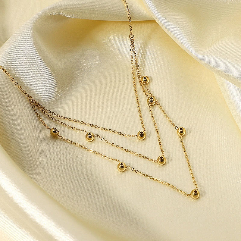 Cubic Zirconia Stone Layered Chain Necklace