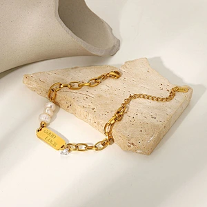 Lucky Charm Pearl Chain Bracelet With Zirconia