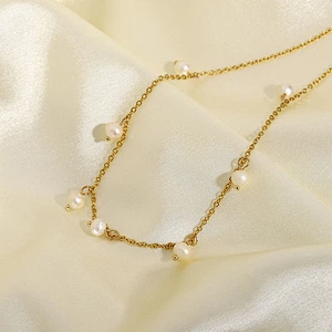 Freshwater Pearl Pendant Necklace Stainless Steel Custom