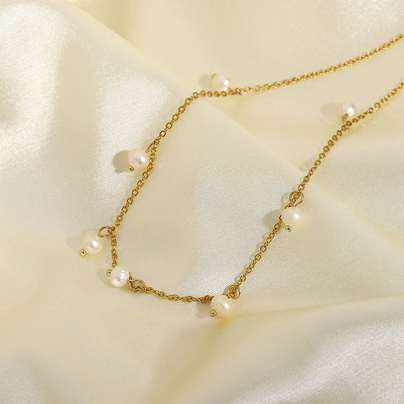 Freshwater Pearl Pendant Necklace Stainless Steel Custom