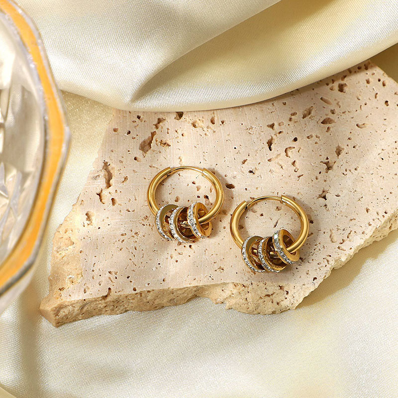 Stainless Steel Crystal Stud Hoop Earrings Factory