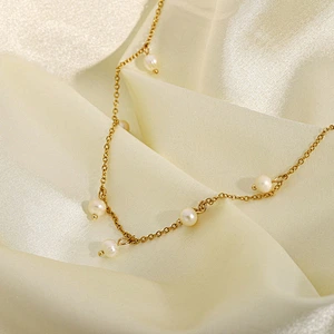 Freshwater Pearl Pendant Necklace Stainless Steel Custom