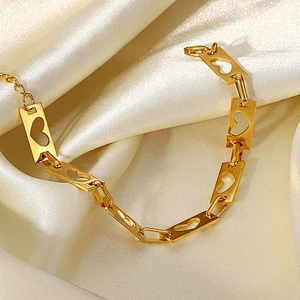 Popular Hollow Heart Charm Gold Bracelet Jewelry