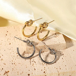 Basic 18K Gold Twisted Lock Hoop Earrings
