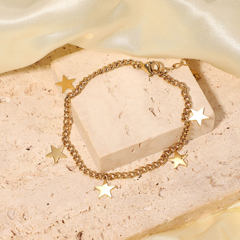 Stainless Steel Gold Stars Chain Bracelets